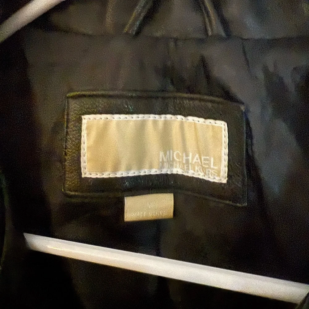 Women's Black Michael Kors Leather Jacket - Picture 2 of 8